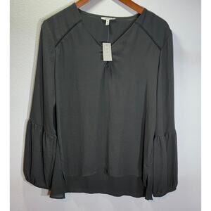 Maurices Gray Long Sleeve Blouse Size M NWT Boho Sleeve Detail Lightweight Top